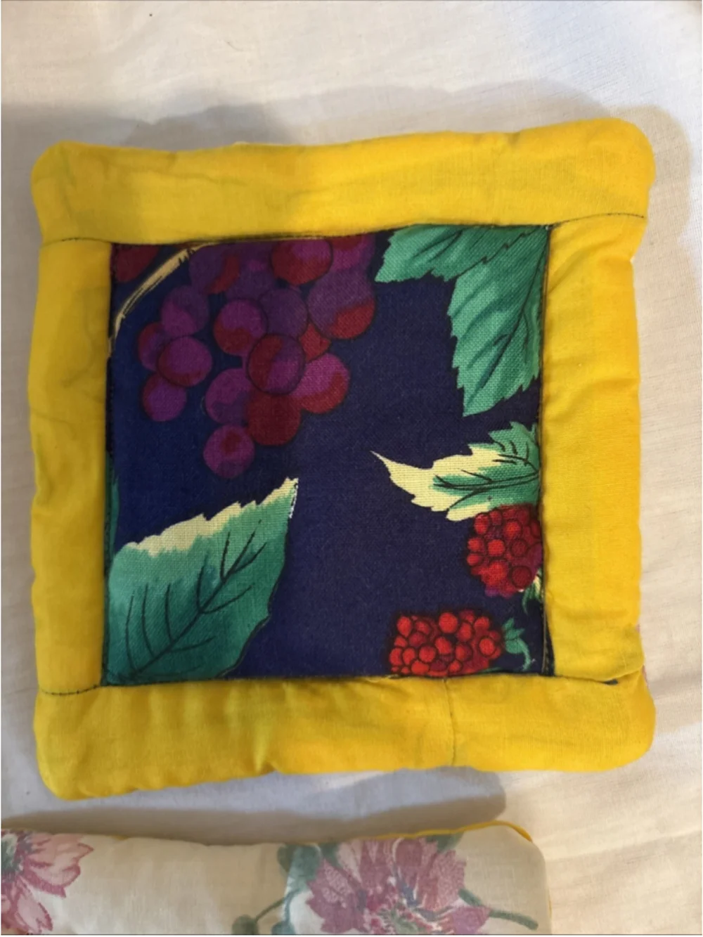 Floral , Grapes & Berries Coasters/hot Pads Handmade Reversible 1061